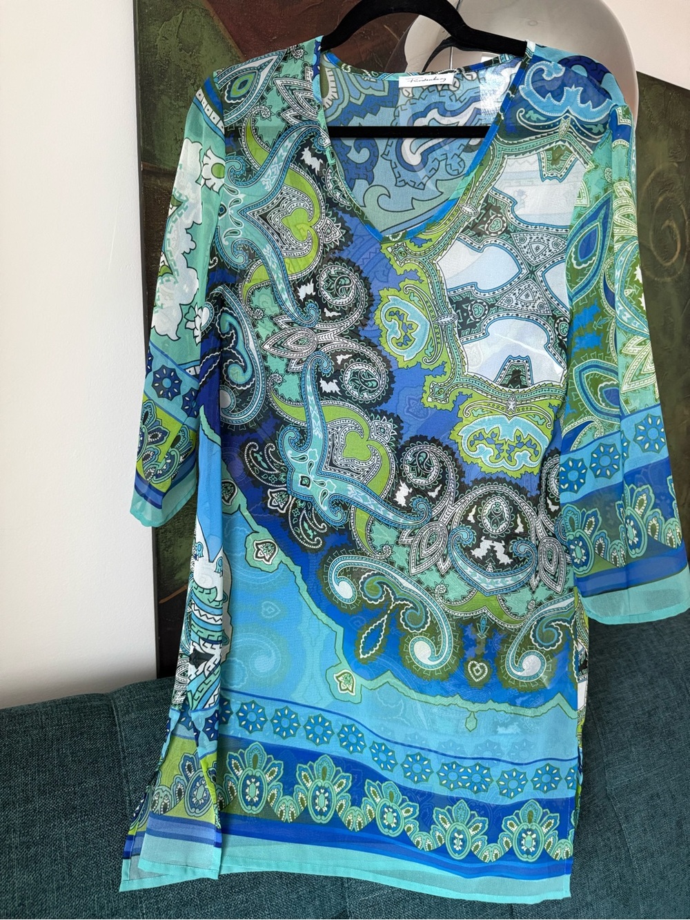 Furstenberg Paisley V-Neck Sheer Cover Up